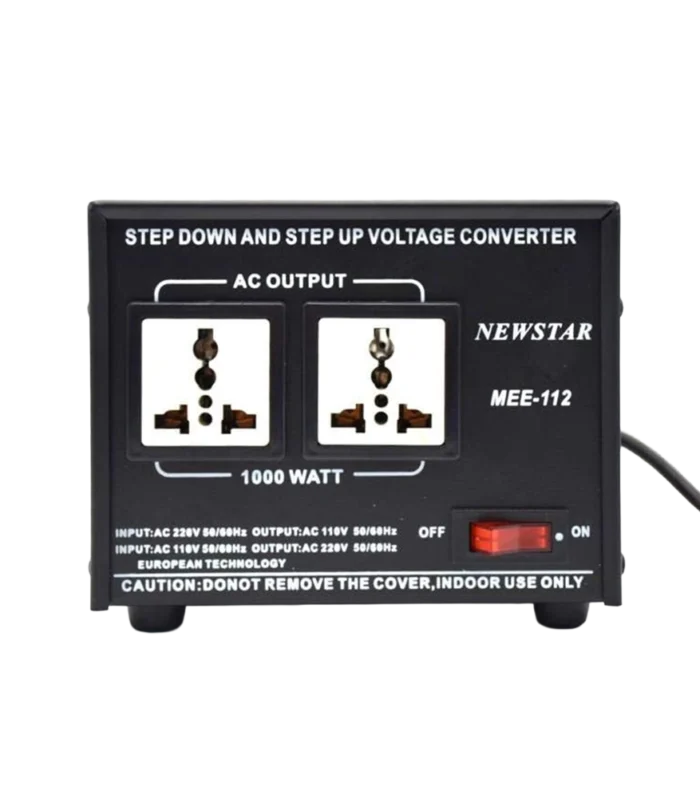 Newstar 1000W Step Up & Down Voltage Transformer – 110V↔220V Power Converter with On/Off Switch, Dual AC Output for Home & Industrial Use