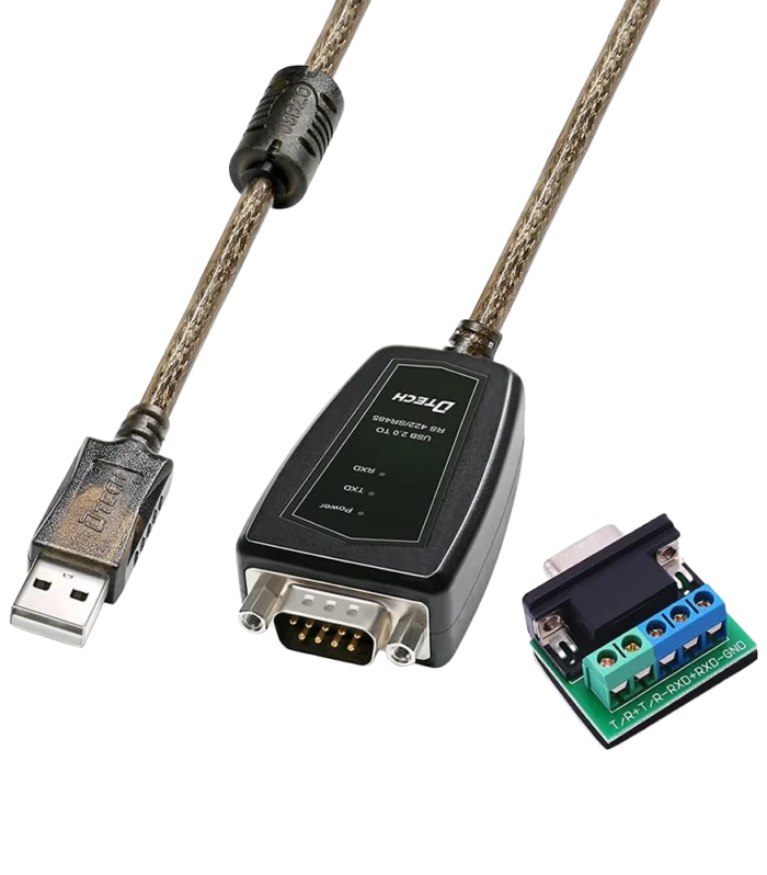 DTECH USB to RS485 / RS422 Serial Adapter Cable with CP2102 Chip – Industrial USB to RS485 Converter with Terminal Block, LED Indicators & Ferrite Core (5ft)  DT-5019(2nd)0.5MRS485