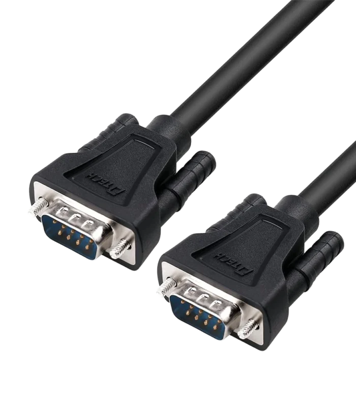 DTECH DB9 to DB9 RS232 Null Modem Serial Cable Male to Male – Cross TX/RX Data Communication Cable for PC, Router, PLC & Industrial Devices (5 ft, Black)