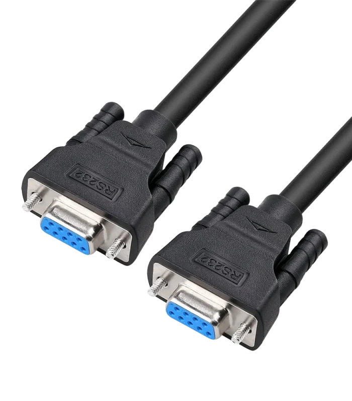 DTECH DB9 to DB9 RS232 Null Modem Serial Cable Female to Female – Cross TX/RX Data Communication Cable for PC, PLC, Router & Industrial Devices (5 ft, Black)