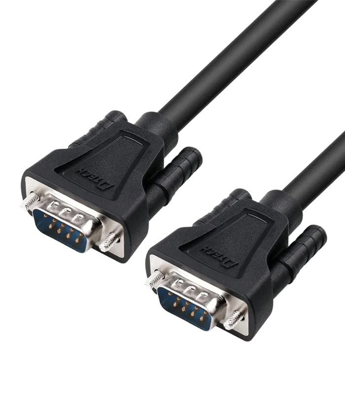 DTECH DB9 RS232 Serial Cable Male to Male Null Modem – Full Handshaking 7-Wire Crossover Cable for Data Communication (5ft, Black) DT-9007A