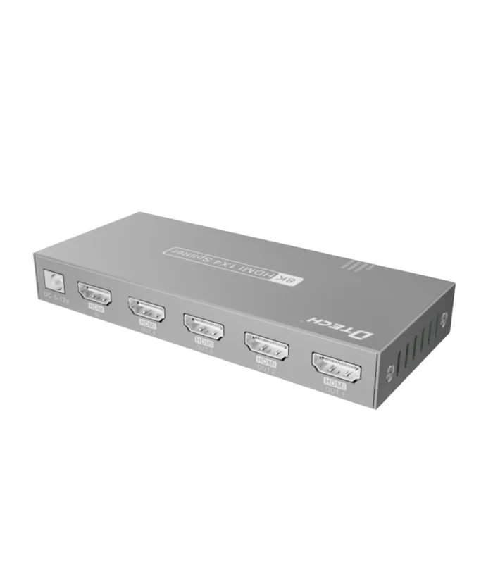 DTECH 4-Port AV Audio-Video HDMI Splitter 1x4 8K HDMI2.1 1 in 4 Out Video Splitters HDCP 2.3 with Edid  DT-7814(GS)