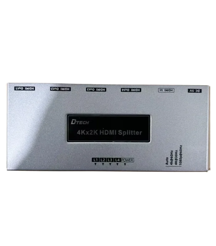 DTECH HDMI Splitter 1 in 4 Out, 4 Port 4K@60Hz HDMI Splitter, HDMI 2.0, 18Gbps, HDCP 2.2, Powered Metal HDMI Splitter 1x4