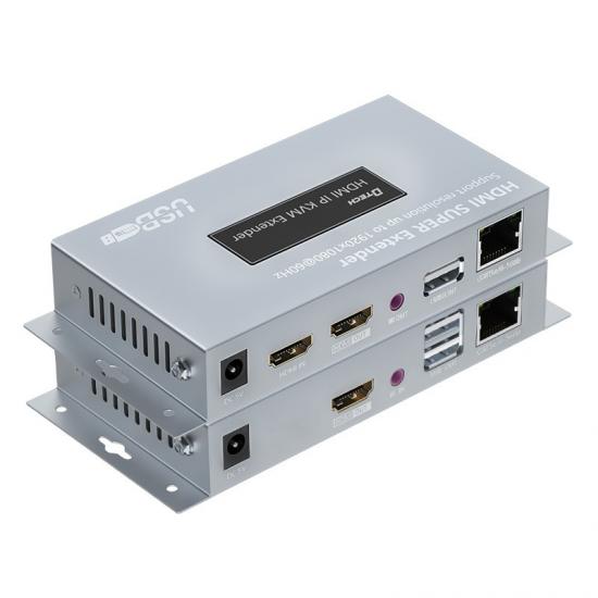 DTECH DT-7050 HDMI IP KVM Extender 150m Over Cat5e/Cat6, 1080P@60Hz HDMI Extender Over IP with USB Keyboard Mouse and IR, HDMI Transmitter Receiver Kit
