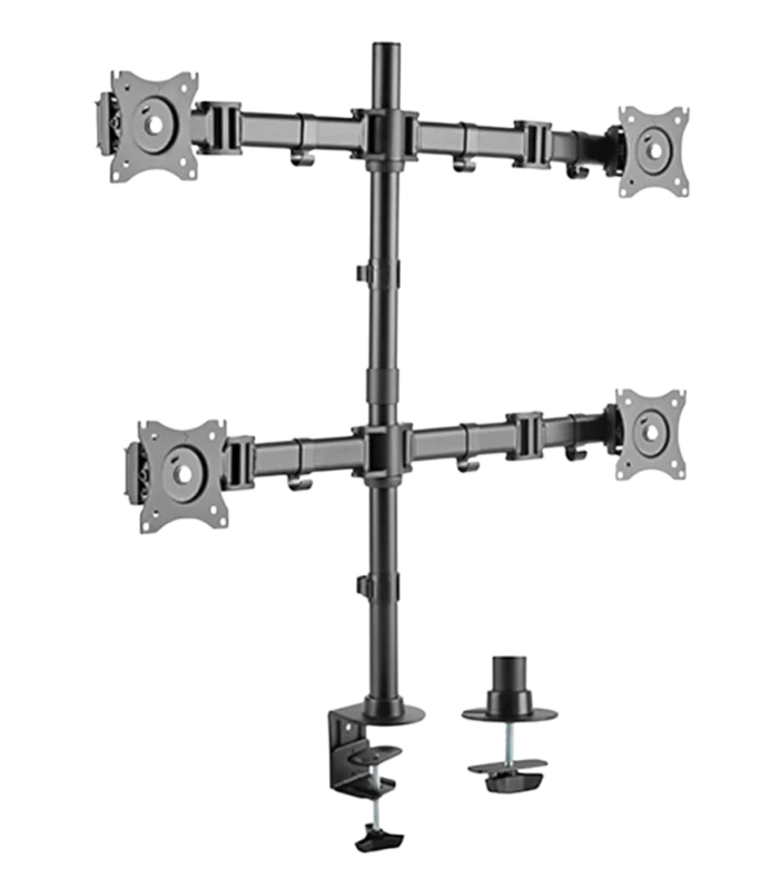 NEWSTAR Quad Monitor Stand for 13-27 Inch Screens, 4 Monitor Arm Desk Mount with Clamp & Grommet, VESA Monitor Mount, Tall Computer Monitor Stand, Matte Black 91-LDT07C048