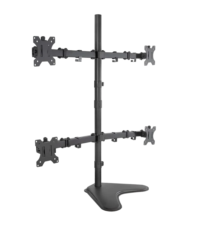 NEWSTAR Quad Monitor Stand for 13-32 Inch Screens, Freestanding 4 Monitor Stand with VESA Monitor Mount 75x75/100x100, Height Adjustable Computer Monitor Stand, Matte Black 91-LDT12T048N