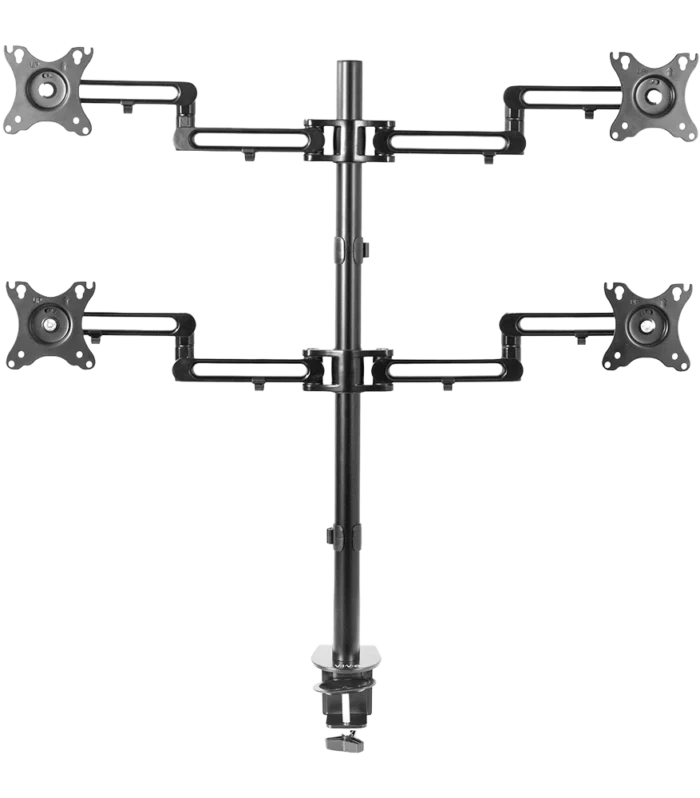 NEWSTAR Quad Monitor Stand for 17-32 Inch Screens, 4 Monitor Arm Desk Mount, Premium Aluminum VESA Monitor Mount 75x75/100x100, Height Adjustable Clamp Monitor Stand, Black 91-LDT30C048