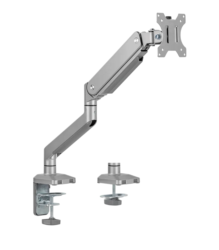 Newstar Premium Aluminum Monitor Arm 17–32 Inch | Spring-Assisted Desk Mount | Supports 2–10kg | Full Motion Tilt Swivel Rotation | VESA 75x75 100x100 | Clamp &amp; Grommet 91-LDT53C012