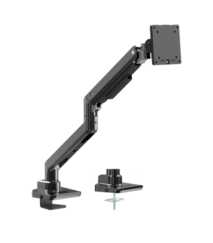 Newstar Heavy Duty Gas Spring Monitor Arm 17–49 Inch | Supports Up to 20kg Ultrawide Screens | VESA 75x75 100x100 | Adjustable Tilt Swivel Rotation | Desk Clamp &amp; Grommet Mount