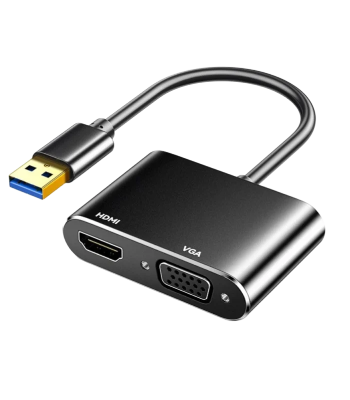 DTECH USB 3.0 to HDMI & VGA Converter 1080P, Dual Display Adapter, USB to HDMI VGA Multi Monitor Cable 0.2m for Laptop, PC, Projector & TV DT-2906