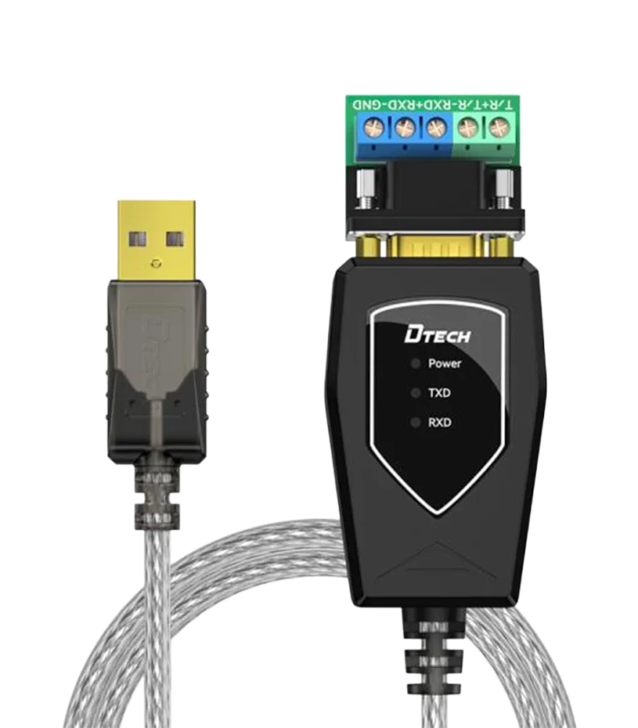 DTECH Micro USB to RS485 RS422 Isolated Converter Cable 1m, Photoelectric Isolation USB to Serial Adapter with Surge Protection, Industrial Communication Cable for PLC, Automation & Control Systems DT-5019I