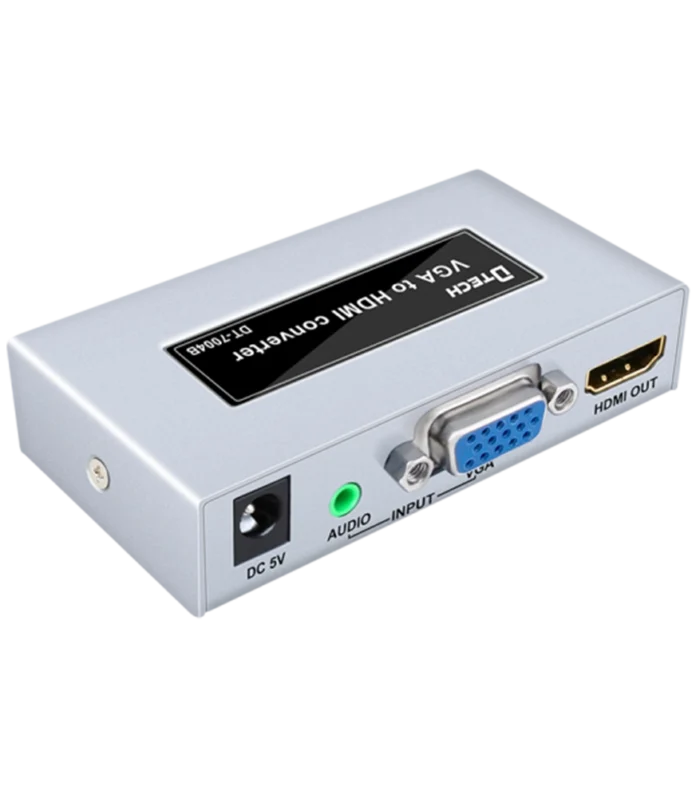 DTECH VGA to HDMI Converter with 3.5mm Audio, 1080P Full HD VGA Input to HDMI Output Adapter, DC 5V Powered Video Converter for PC, DVR, Laptop & Monitor DT-7004B