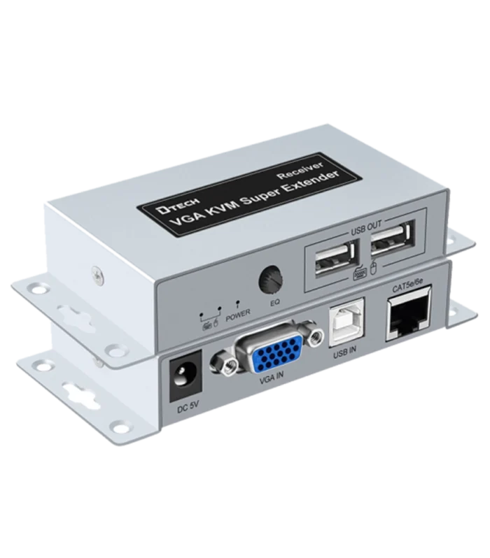 VGA KVM Extender by dtech DT-7044 stacked on top of each other