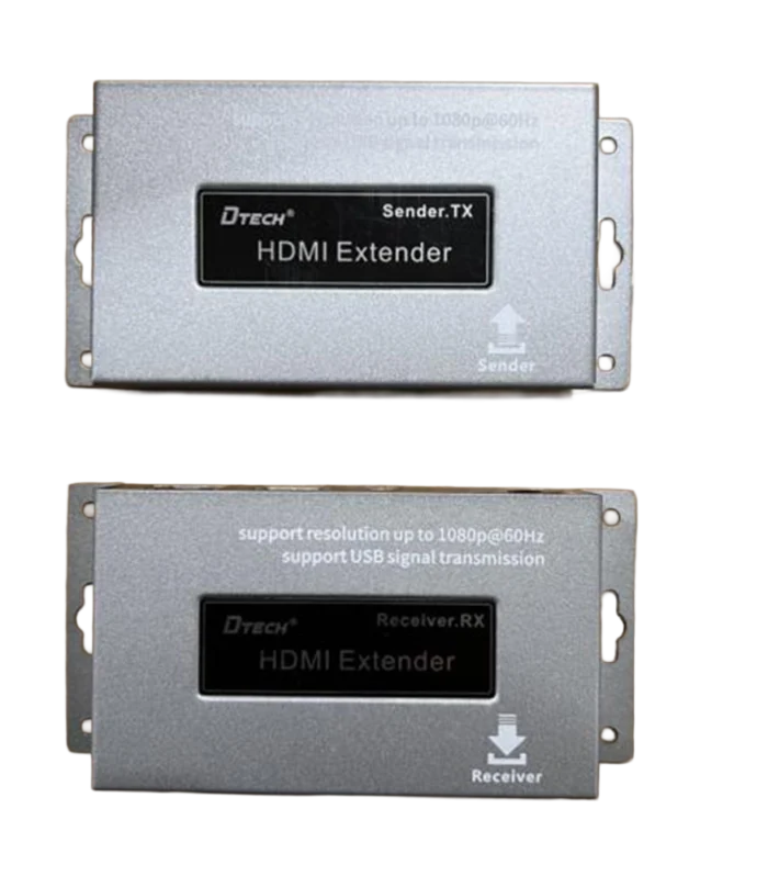 DTECH HDMI KVM Extender 150m, 1080P 60Hz HDMI Extender Over Cat5e/Cat6, IR Transmitter Receiver with USB Keyboard Mouse Control, HDMI Transmitter Receiver Extender DT-7054A(AM)