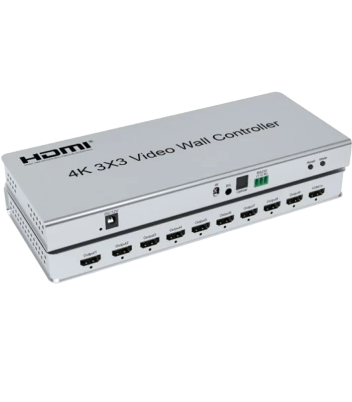 DTECH 4K HDMI Video Wall Controller 3x3, 1 Input 9 Output, Multi-Screen Splicing Processor, Plug & Play TV Wall Controller with IR Remote for CCTV & Digital Signage DT-7087