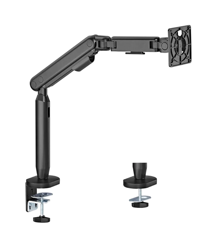 Newstar Extended Gas Spring Monitor Arm 17–35 Inch | Premium Aluminum Desk Mount | Supports Up to 11kg | Full Motion Tilt Swivel Rotation | VESA 75x75 100x100 | Clamp &amp; Grommet 91-LDT76C012