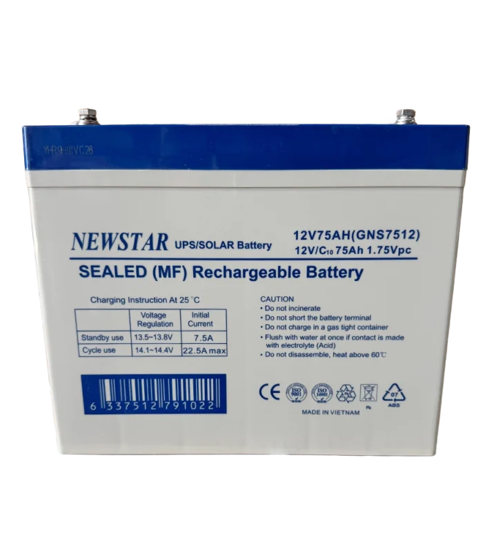 Newstar GNS7512 12V 75Ah Sealed Lead Acid UPS Battery (AGM VRLA – Long Life Series)