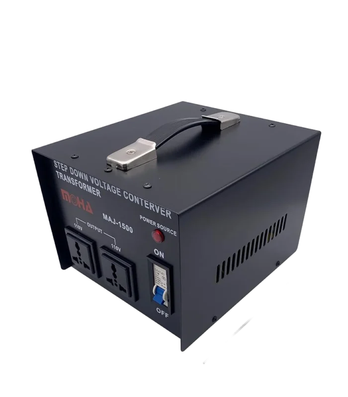 a 1500w voltage transformer by moha which converts 220v to 110 which is good everyday appliances, mainly for american items