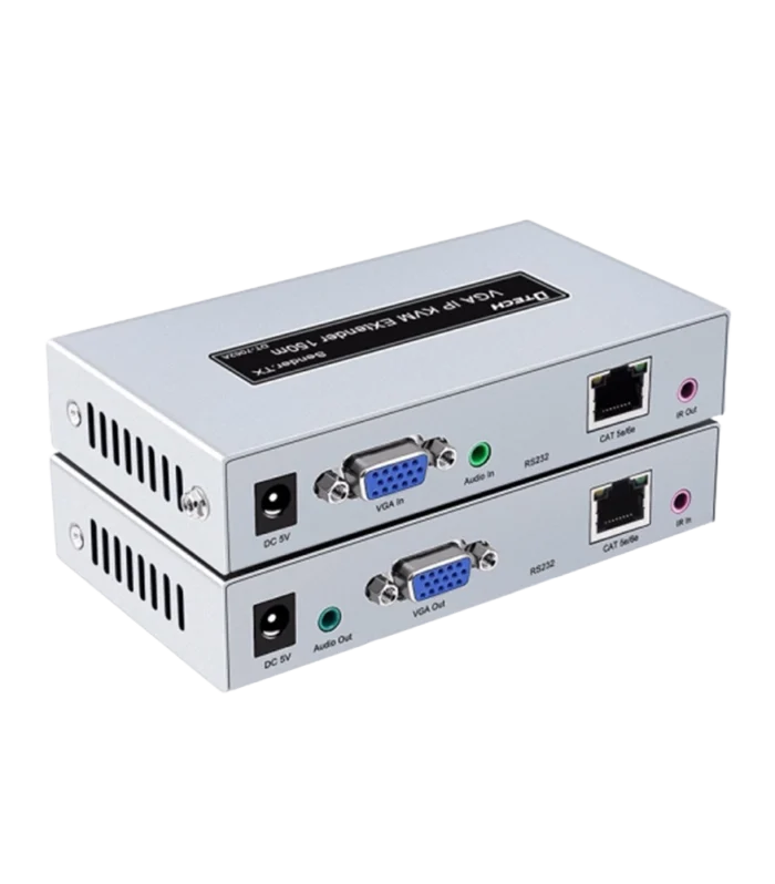 DTECH VGA IP KVM Extender 150m, 1080P@60Hz VGA Over Cat5/Cat6 with USB Keyboard Mouse and IR Control DT-7062A