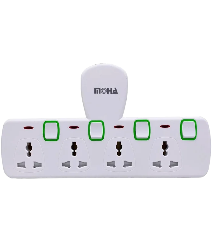 Moha 4 way extension socket adapter with UK 3-pin outlets