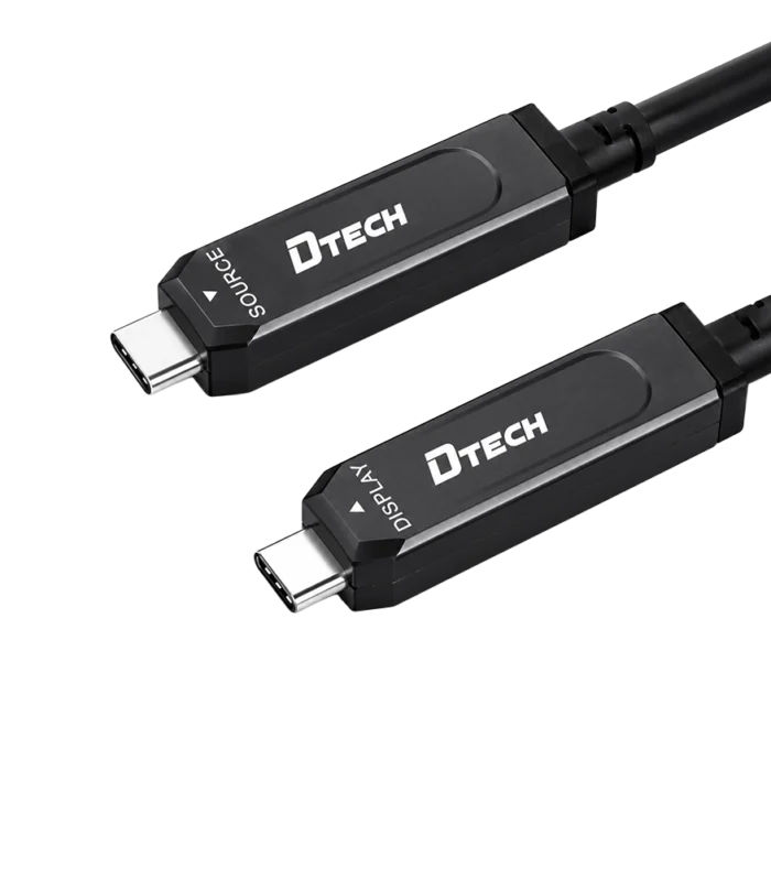 DTECH DT-TF600 Type-C fiber optic cable — coiled cable and connector detail